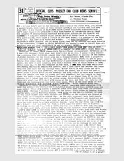 Elvis News Service Weekly Issue No. 31