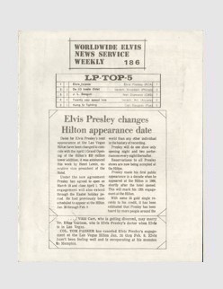 Elvis News Service Weekly Issue No. 186