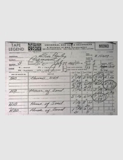 Tape Legend - July 27 1965 (Thanks to Henk Muller)