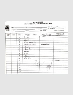 16-Track Tape Log