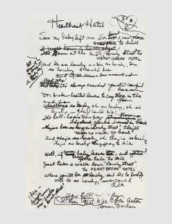 Heartbreak Hotel - Handwritten Lyrics